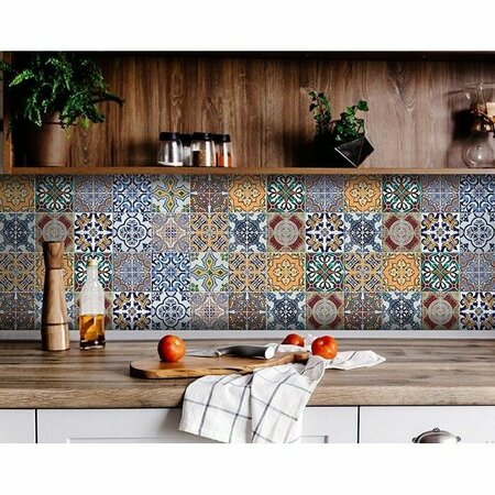 HOMEROOTS 4 x 4 in. Addina Multi Blue Mosaic Peel & Stick Tiles 400380